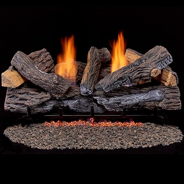 Amazon.com: Duluth Forge DLS-30T-2 Dual Fuel Ventless Fireplace Logs Set  with Thermostat, Use with Natural Gas or Liquid Propane, 33000 BTU, Heats  up to 1100 Sq. Ft, Stacked Red Oak, 30 Inches :