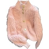 WDIRARA Women's Fuzzy Cardigan Sweaters Long Sleeve Button Down Warm Knit Outerwear
