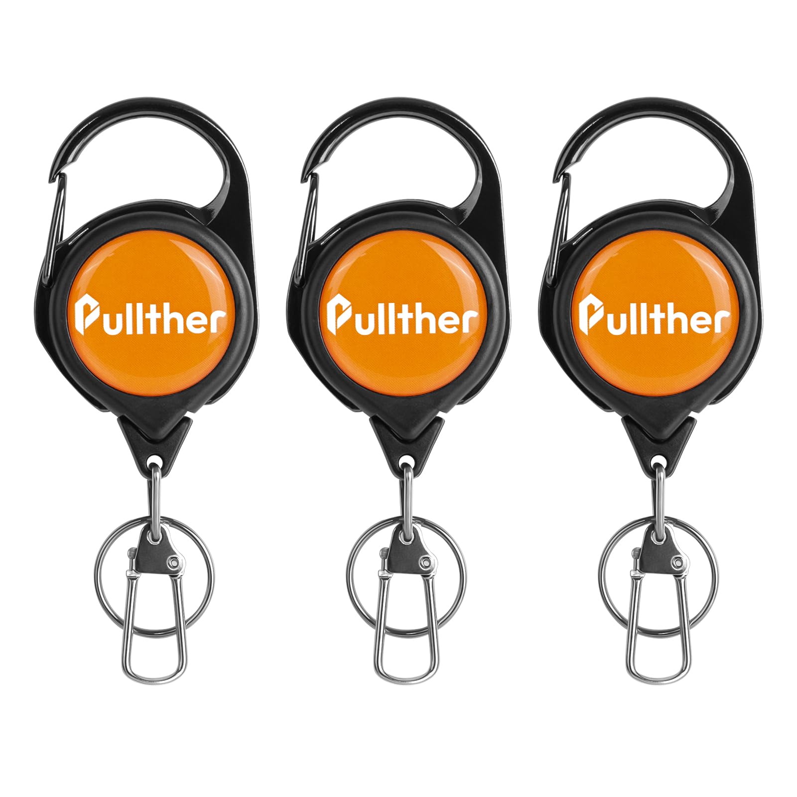 pullther 3 Pcs Retractable Keychain, Fly Fishing Accessories, Fly Fishing Retractor with 360 Degree Rotation Buckle, Badge Reel for Fly Fishing Vest, Badge Holders Retractable - Yellow