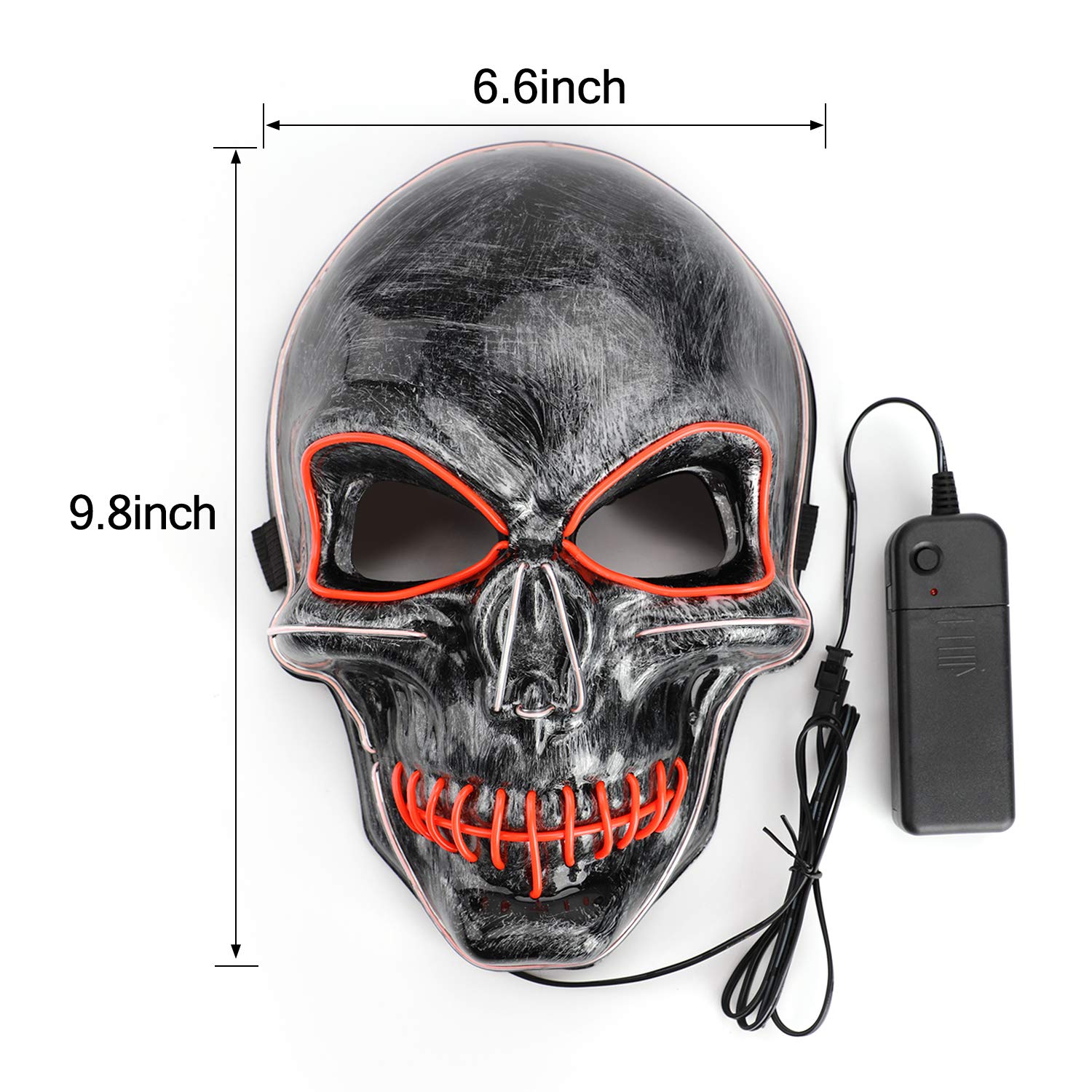 LED Purge Mask, Halloween Mask LED Light Up Mask for Halloween Cosplay Party (Red-Style 2)