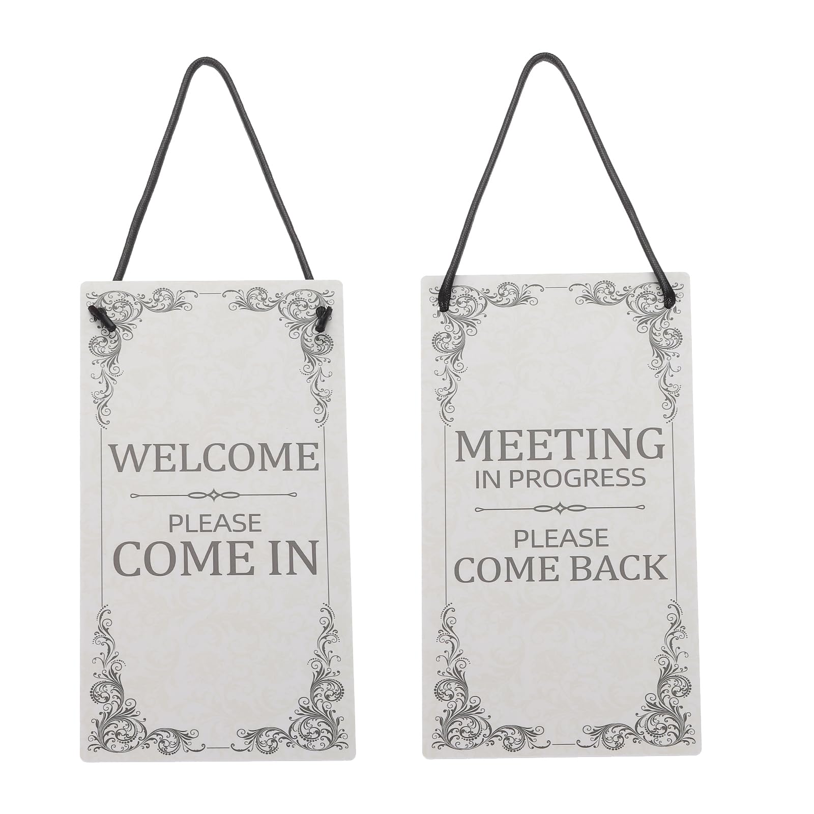 PATIKIL Welcome Please Come in Door Hanger Sign, PVC Double Sided Meeting in Progress Please Come Back Sign Decor for Office, Meeting, Session, Home, Recording, White, 10" x 5"
