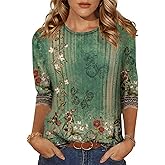Zeagoo Women's Casual 3/4 Sleeve T-Shirts Round Neck Cute Tunic Tops Basic Tees Blouses Business Work Tee Top
