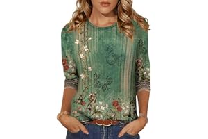 Zeagoo Women's Casual 3/4 Sleeve T-Shirts Round Neck Cute Tunic Tops Basic Tees Blouses Business Work Tee Top