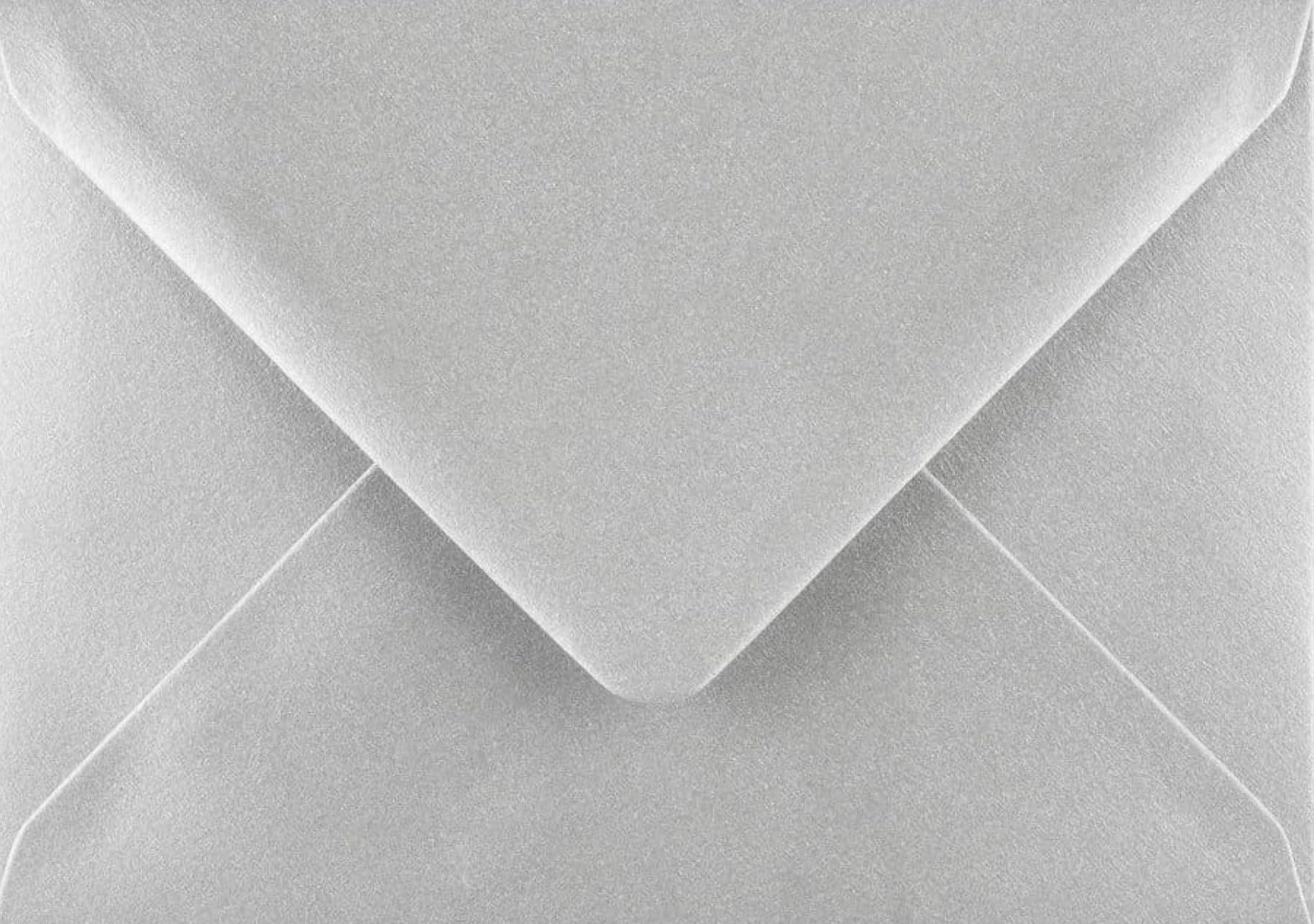 25 Pack Small C7 Silver Envelopes - 81mm x 111mm – Metallic Pearlescent - Gummed 100gsm – A7 Fit