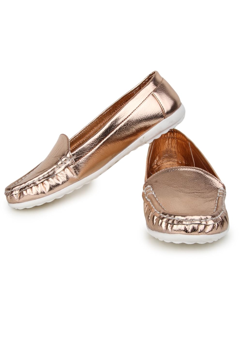 naisha women's synthetic leather loafers, fashionable stylish & light-weight (pink)