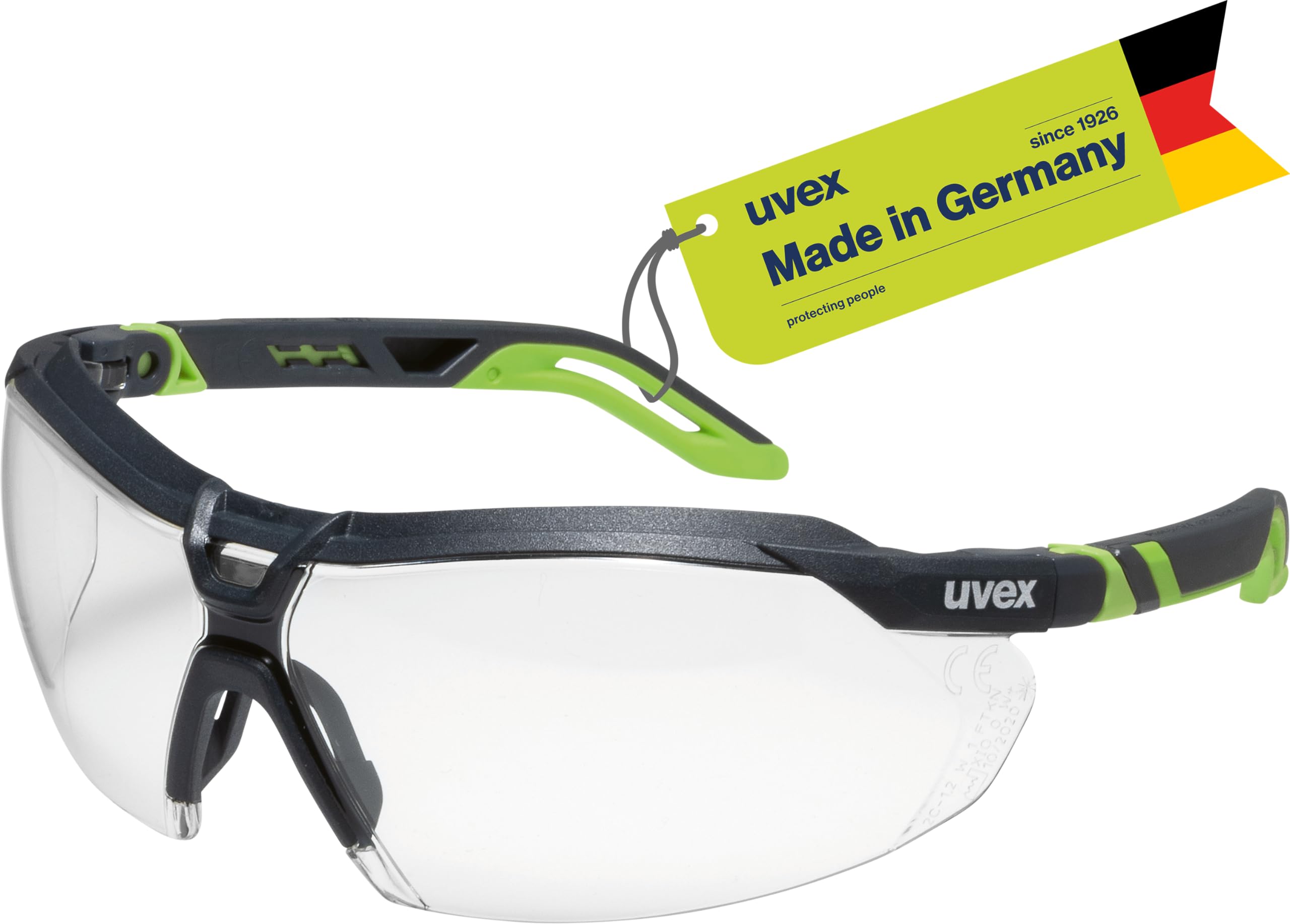 Uvex i-5 Safety Glasses – Adjustable Work & Protective Glasses with 100% UV Protection, Length- and Angle-Adjustable Temples – Ideal for Construction, Laboratory, DIY & Sports