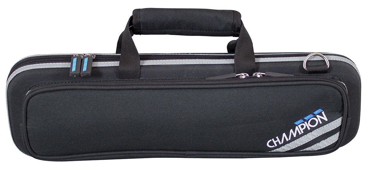Champion Flute Case (C Foot) With Carry, Shoulder Strap & Accessory Pocket For Mute, Music Sheet & Phone. Plush Velour Moulded Interior for Student and Professional Instrument Safety Travel