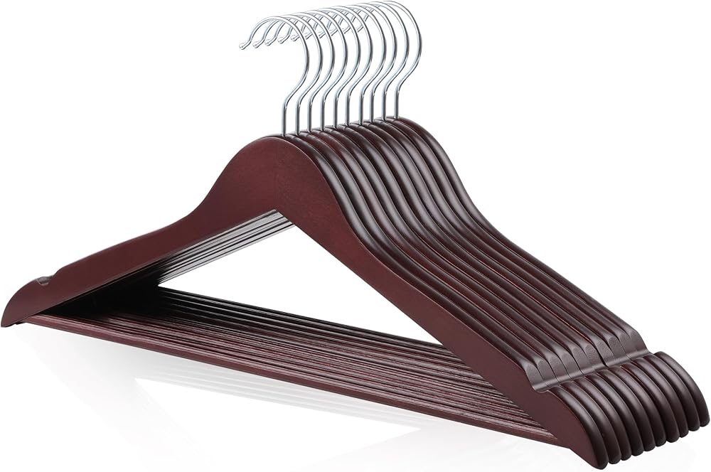Amazon Basics Wood Suit Hangers 10-Pack 44 cm Cherry FSC Certified