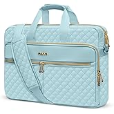 MOSISO 15-15.6 inch Laptop Bag, Briefcase for Women&Men, 16 inch Square Quilted Computer Messenger Bag Office Travel Business with 3 Pockets&Strap, Ice Blue