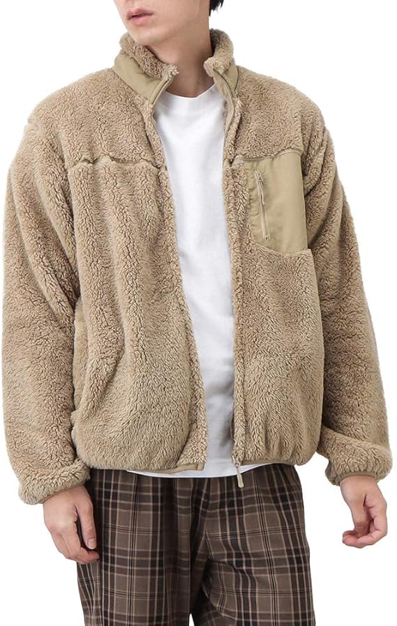 Amazon ボアジャケット メンズ ボア ブルゾン ジップアップ Gerry ジェリー もこもこ アウター Mh fw ベージュ L コート ジャケット 通販