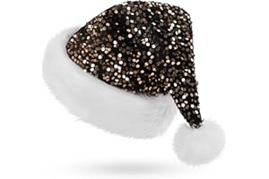 GORSBARK Santa Hat, Christmas Hat, Sequin Santa Hat for Adult, Santa Claus Hat, Sequin Santa Hat Adult for Party
