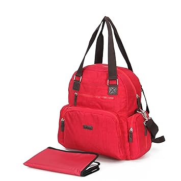 red nappy bag
