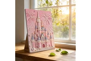 DIY 3D Pearl Painting Kit for Beginners Adults, Plastic Bead Art Kits with Gemstone Beads, Ocean & Castle Design Canvas for W