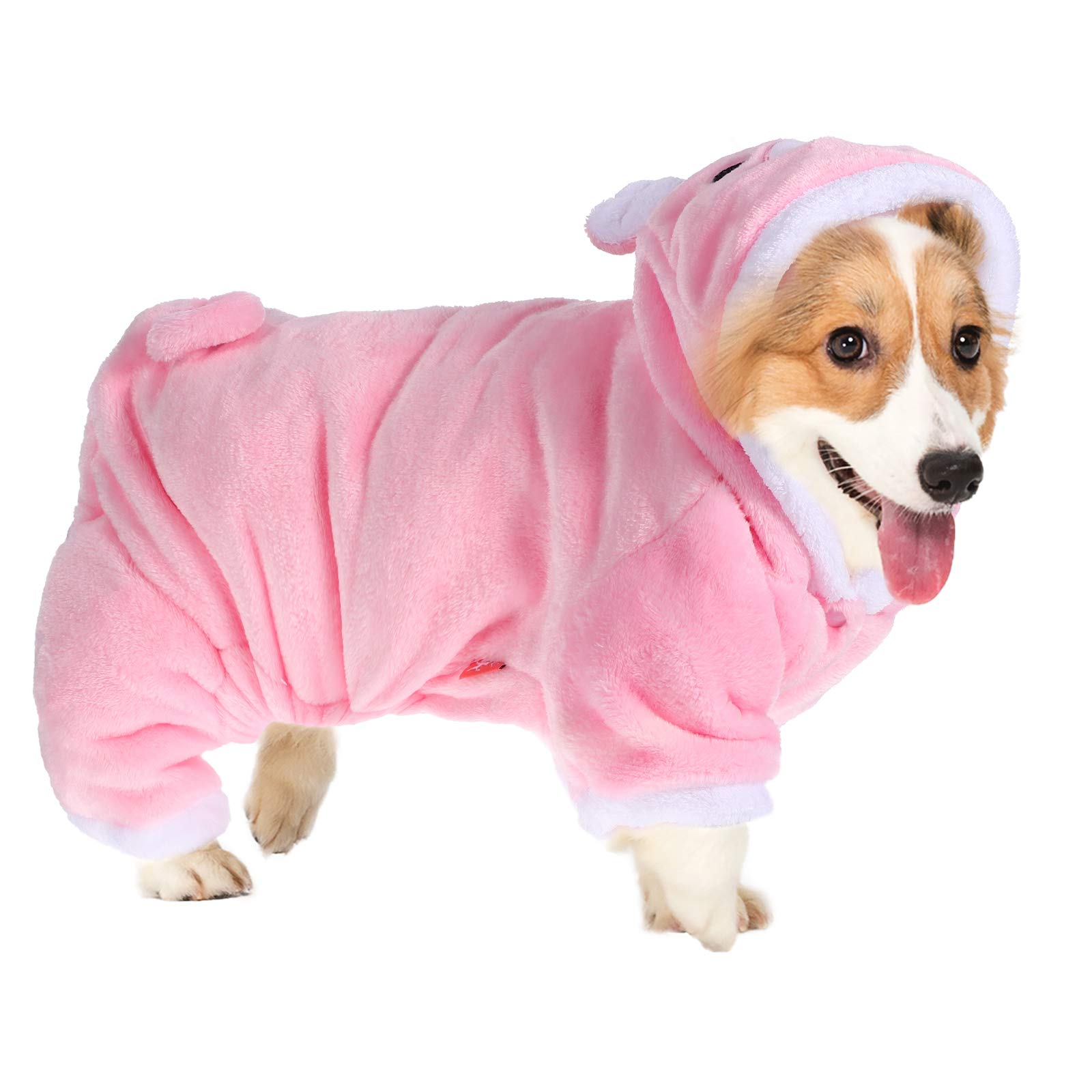 iplusmile Pet Warm Coat Cute Pet Costume Pink Clothes: Funny Pig Design Dog Cat Hoodie Warm Clothes for Halloween Christmas Dress Up for Puppies and Kitten- Size Pig Dog Costume