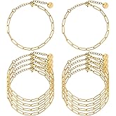 UMAOKANG 10PCS 6.5Inch Bracelet Chains Bulk for Jewelry Making Gold Plated Stainless Steel Paperclip Chain Bracelets Set