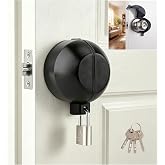 DONILIGA Door Knob Lock Cover, Prevents Handle Rotation | Door Knob Lockout Device with Full Coverage, Fits Round, Tulip &amp; Oval Knobs, Blocks Key Insertion, Black