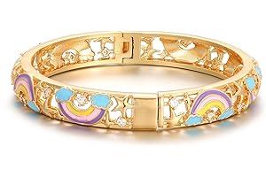 Ethlyn Gifts for girls Gold Plated Colorful Openable Kids Baby Girls Bangles Bracelets Birthday Christmas Gifts for 2years 4 years 5 years old girls