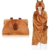 Peryiter Capybara Wearable Blanket Hoodie - Valentine Capybara Gift Stuff Costume Adults Oversize Flannel Wrap Throw Gift for Mom Girlfriend Wife Female Black Women in History