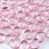 Tingoons 50 Pcs 18x16mm Acrylic Heart Shape Craft Beads with Hole Spacer for DIY Craft Making Jewelry Making Bracelet Necklace Earrings (Pink)