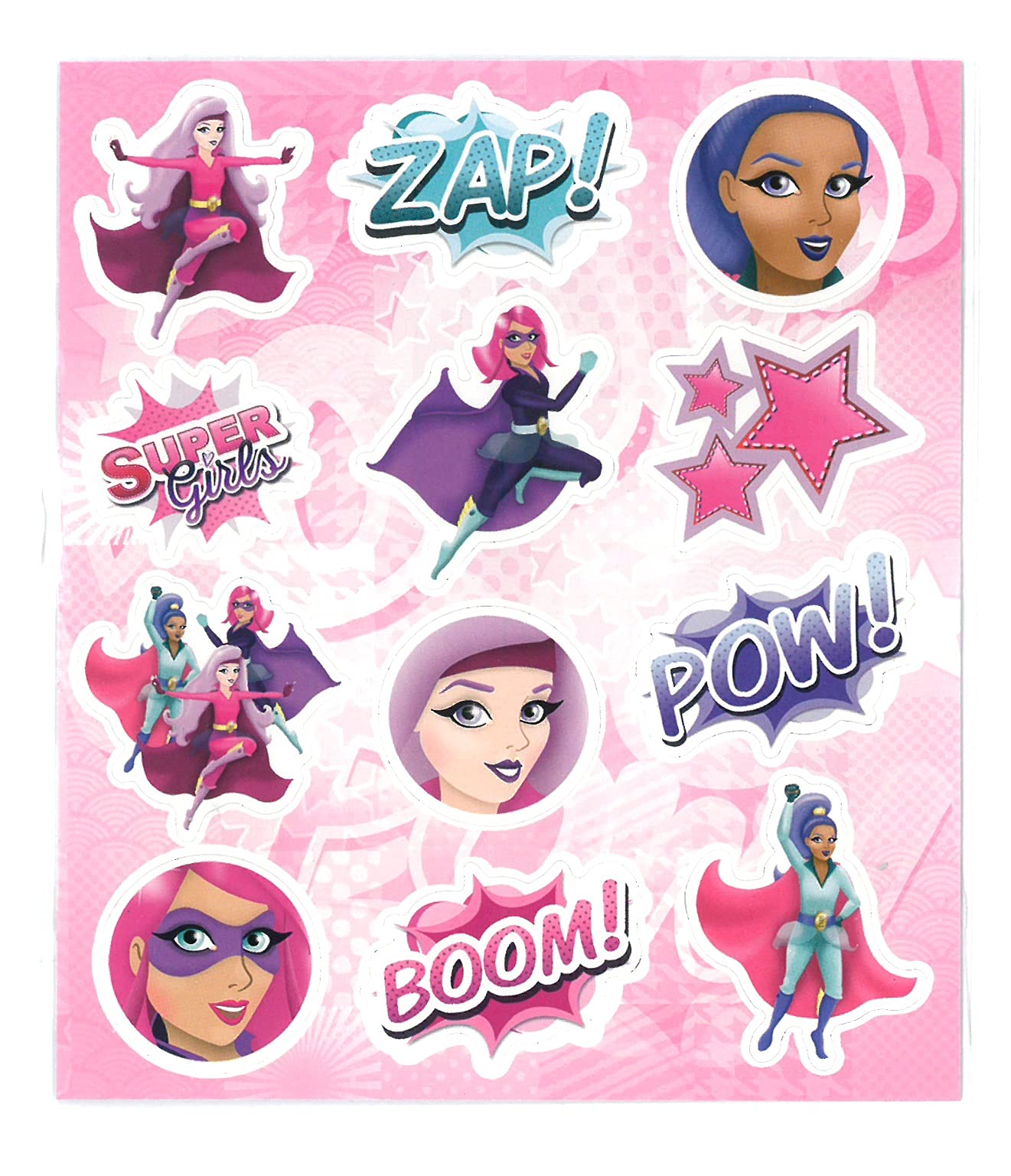 12 x Super Girls Sticker Sheets
