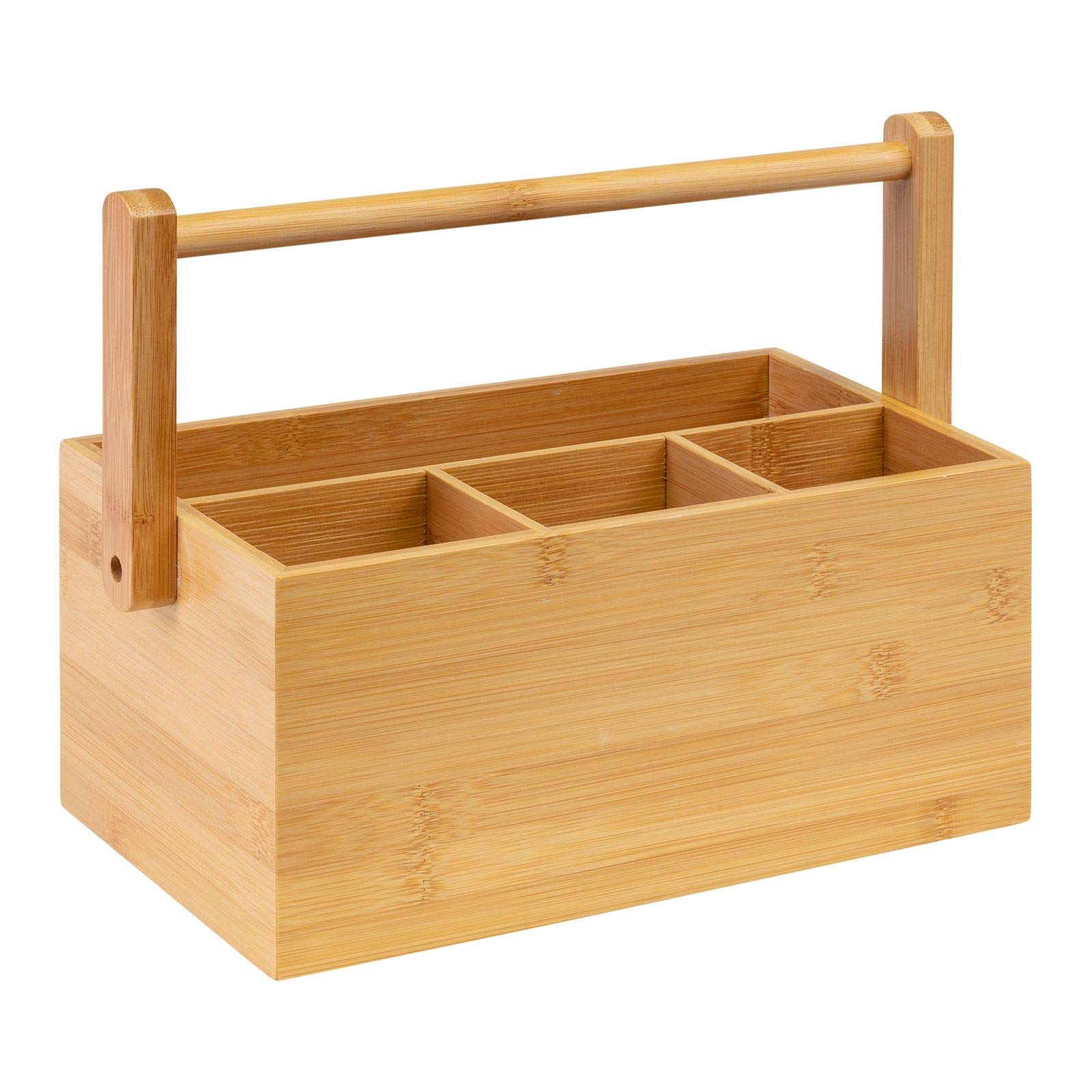 Westmark Cutlery Holder/Table Organiser, 4 compartments, with carrying handle, dimensions: 28 x 15 x 22 cm, bamboo, Tapas + Friends, light brown, 69802270