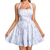 Parthea Women's Halter Mini Corset Dress | Sleeveless A Line Flowy Cute Casual Beach Club Party Short Dress
