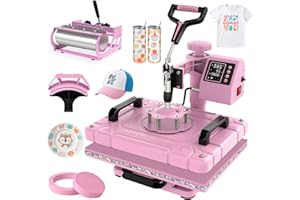 Slendor 5 in 1 Heat Press Machine 12x15 inch Sublimation Heat Press 360° Swing Away Heat Transfer Digital T-Shirt Pressing with 30OZ 20OZ Tumbler Press, Multifunction Combo for Hat Cap Plate