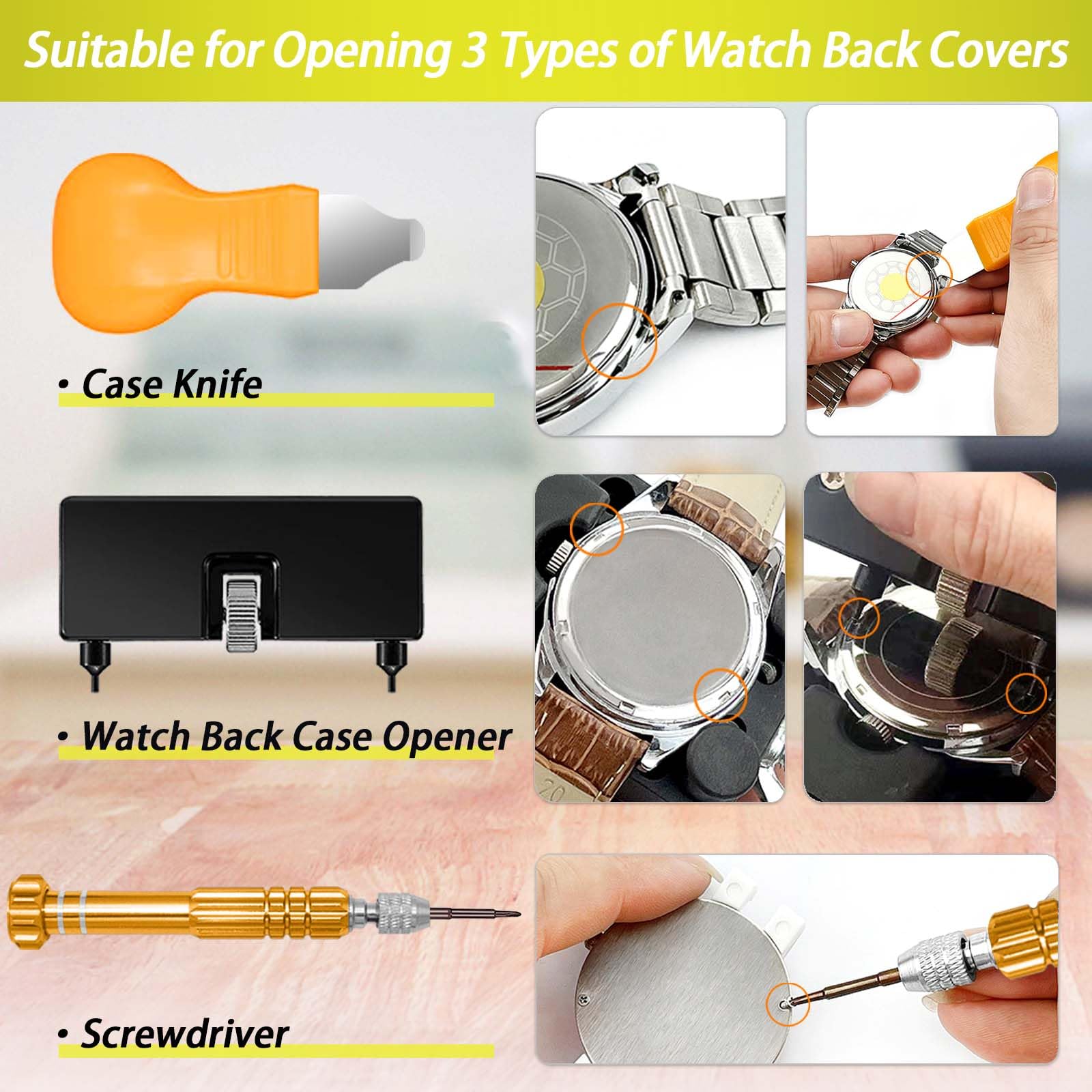 GLDCAPA Watch Battery Replacement Tool, Watch Repair Kit, Watch Link Removal Kit, Watch Screwdriver, Watch Holder, Spring Bar, Tweezers with 60pcs Watch Batteries