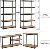 Yaheetech 5-Tier Adjustable Steel Garages Shelving Unit 180x90x45cm Black view 8