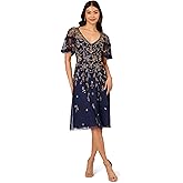 Adrianna Papell Women's Beaded Midi Dress, Navy Multi, 6