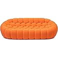 Sdorens Bubble Couch, Modern 3-Seater Upholstered Mesh Fabric Round Floor Sofa, 3D Honeycomb Shape Bubble Sofa Curved Sofas for Living Room, Circle Boneless Orange Couch, No-Assembly (Orange, 98.43")