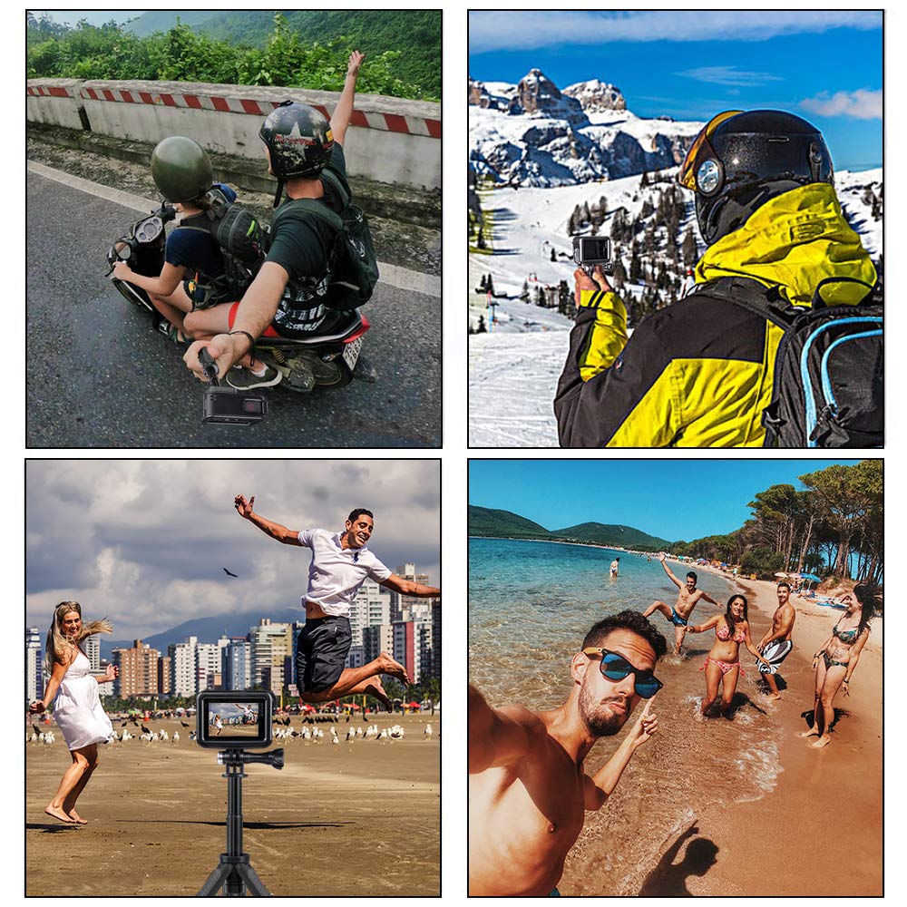 Taisioner Mini Pocket Selfie Stick Shorty Tripod Handle Grip Pole Three in One for GoPro AKASO Insta360 DJI Osmo Action Camera and Smart Phone Kid Adult Available Accessories Black
