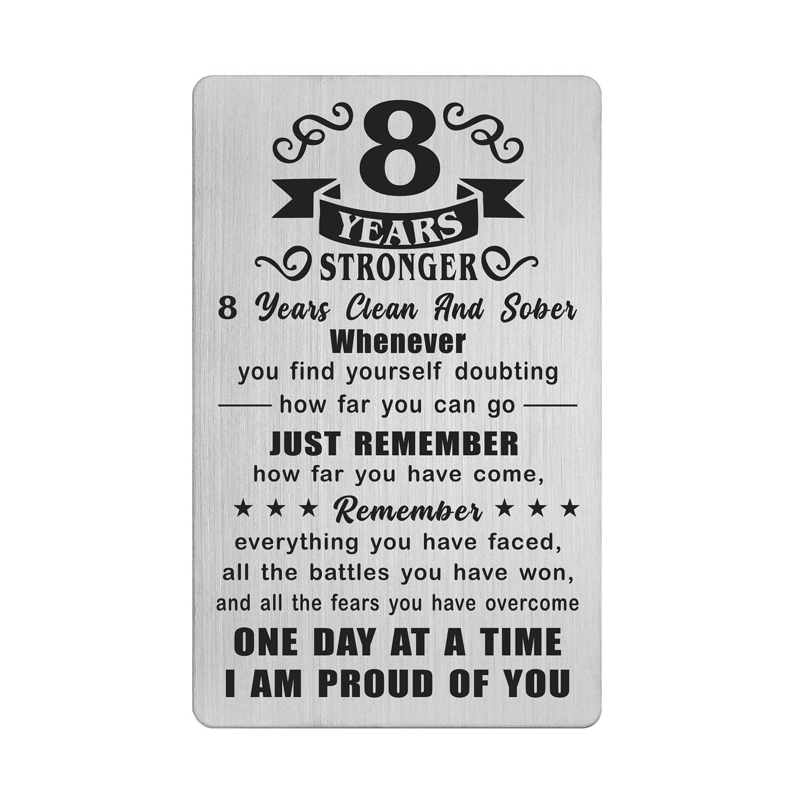 Richesele 8 Year Sobriety Gifts for Women Men - 8 Years Sober Card - 8 Yrs NA AA Addiction Recovery Engraved Wallet Cards Token