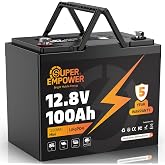 12V 100Ah LiFePO4 Battery, Group 24 Deep Cycle for RVs &amp; Trolling Motors | 1280Wh Capacity, 100A BMS, Low-Temp Cutoff, Supports 4P4S Expansion, Up to 20.48kWh, for RV, Trolling Motor, Marine &amp; Solar