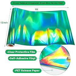 GIRAFVINYL Green Holographic Vinyl, Glossy Green