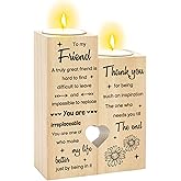 Friendship Gifts for Women - Friend Birthday Gifts Wooden Candle Holder Candlestick Funny Christmas Valentine's Galentines Day Mothers Day Thanks You Gift for Friends Female