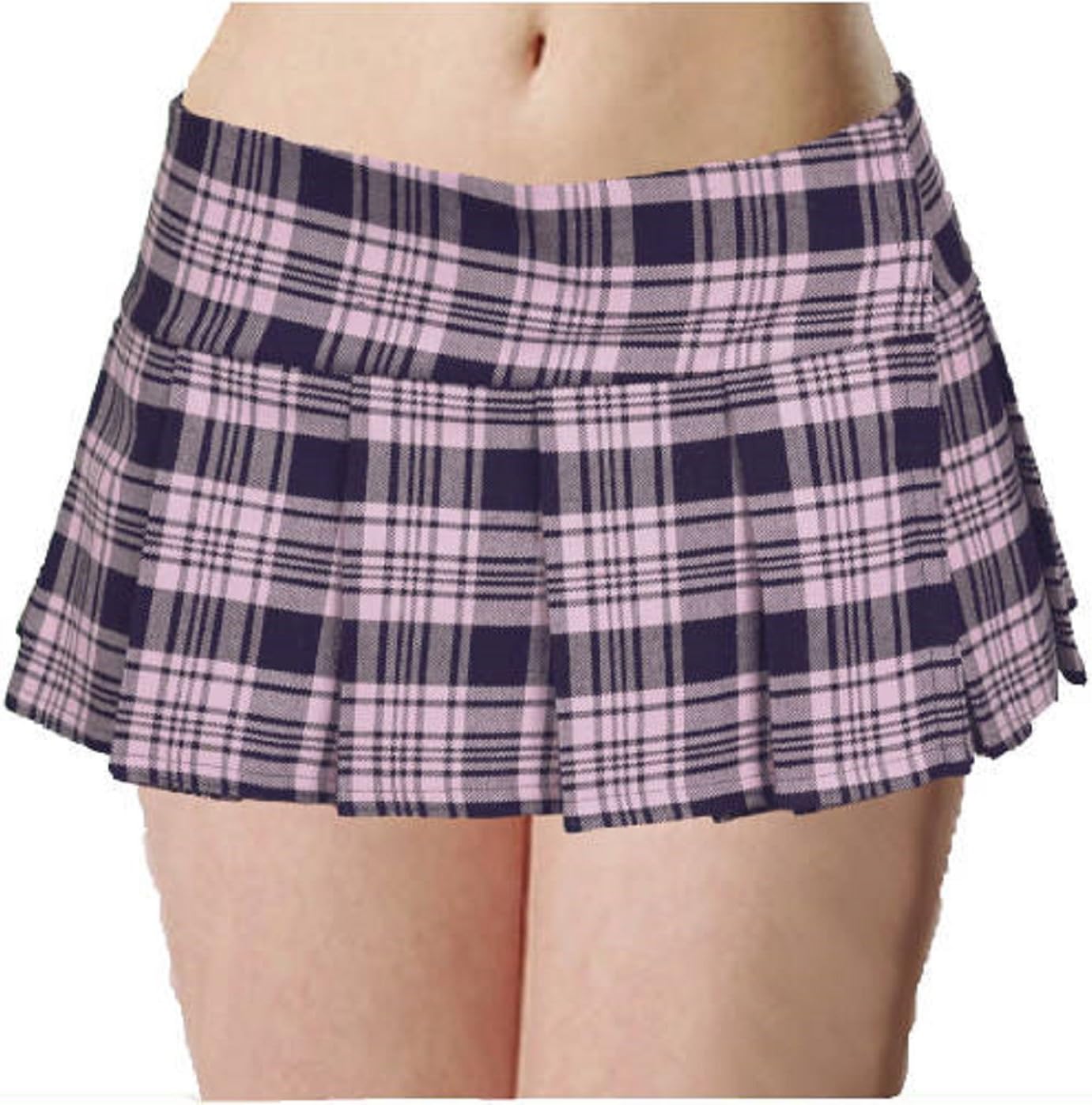 Raspberry Pink Schoolgirl Tartan Plaid Pleated Micro Mini Skirt Mawson9