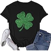 VQD Womens St Patricks Day Shamrock T-Shirts Happy Go Lucky Shirts Irish Clover Tee Tops