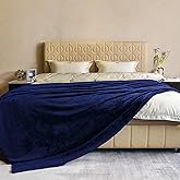 JIAHANNHA Navy Blue Fleece Throw Blankets Queen Size 90 by 90 Inches for Bed Sofa Couch 280GSM,Super Soft Cozy and Luxury Bed Blanket for All Season