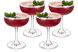 True Coupe Glasses Martini Daiquiri Manhattan Cocktail Barware Glass, 7 Oz, Set of 4