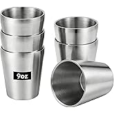 MFBJXC Stainless Steel Insulated Mugs, Metal Tumbler Double Wall Vacuum Water Glasses,Reusable Beer Cups for Camping bbq Party Coffee(9oz-6Pcs)