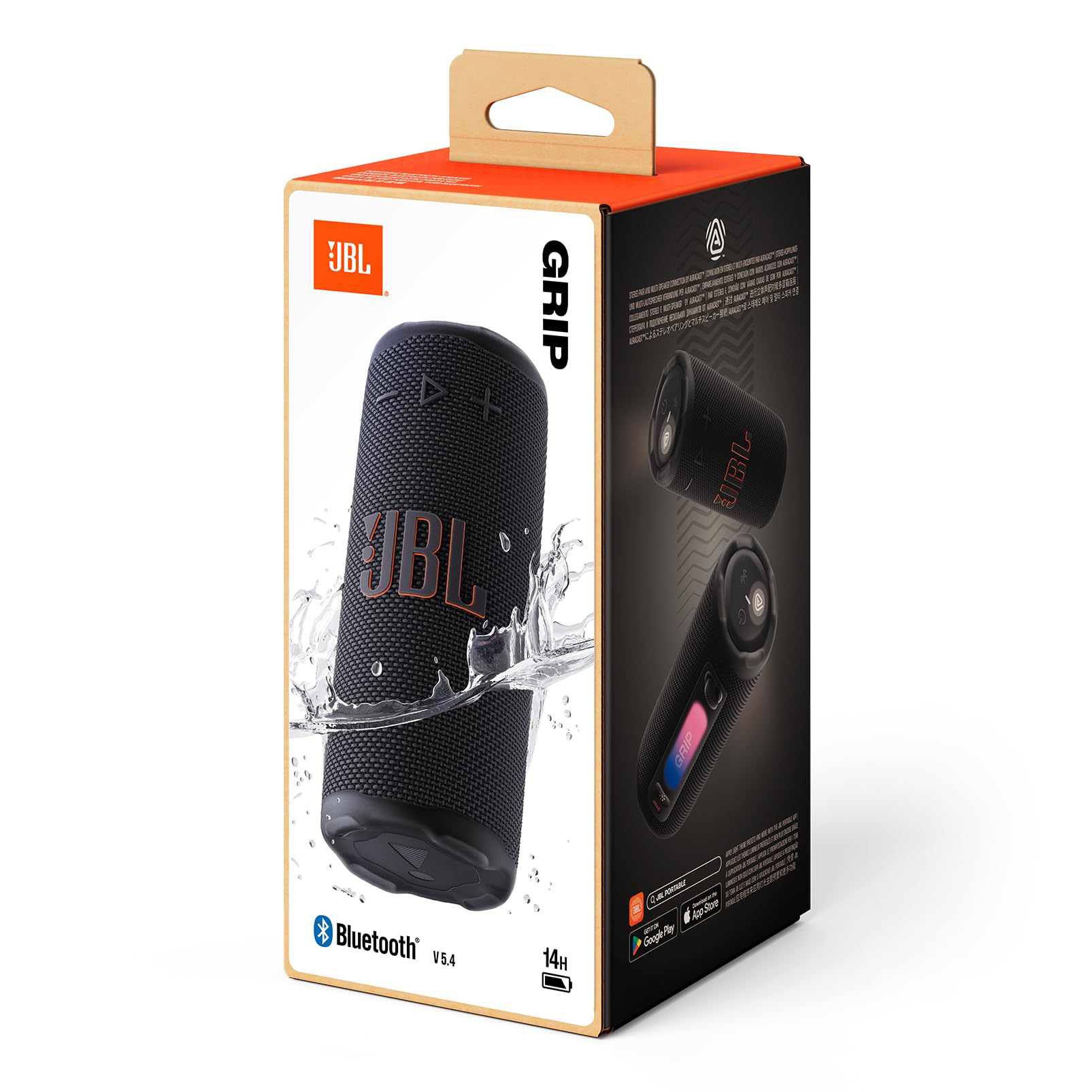JBL Grip Kompakter Bluetooth Lautsprecher, JBL Pro Sound mit AI Sound Boost, IP68 Wasser- und Staubdicht, Umgebungslicht, Bis zu 14h Wiedergabe, Auracast Multi-Speaker, JBL Portable App, Schwarz 7