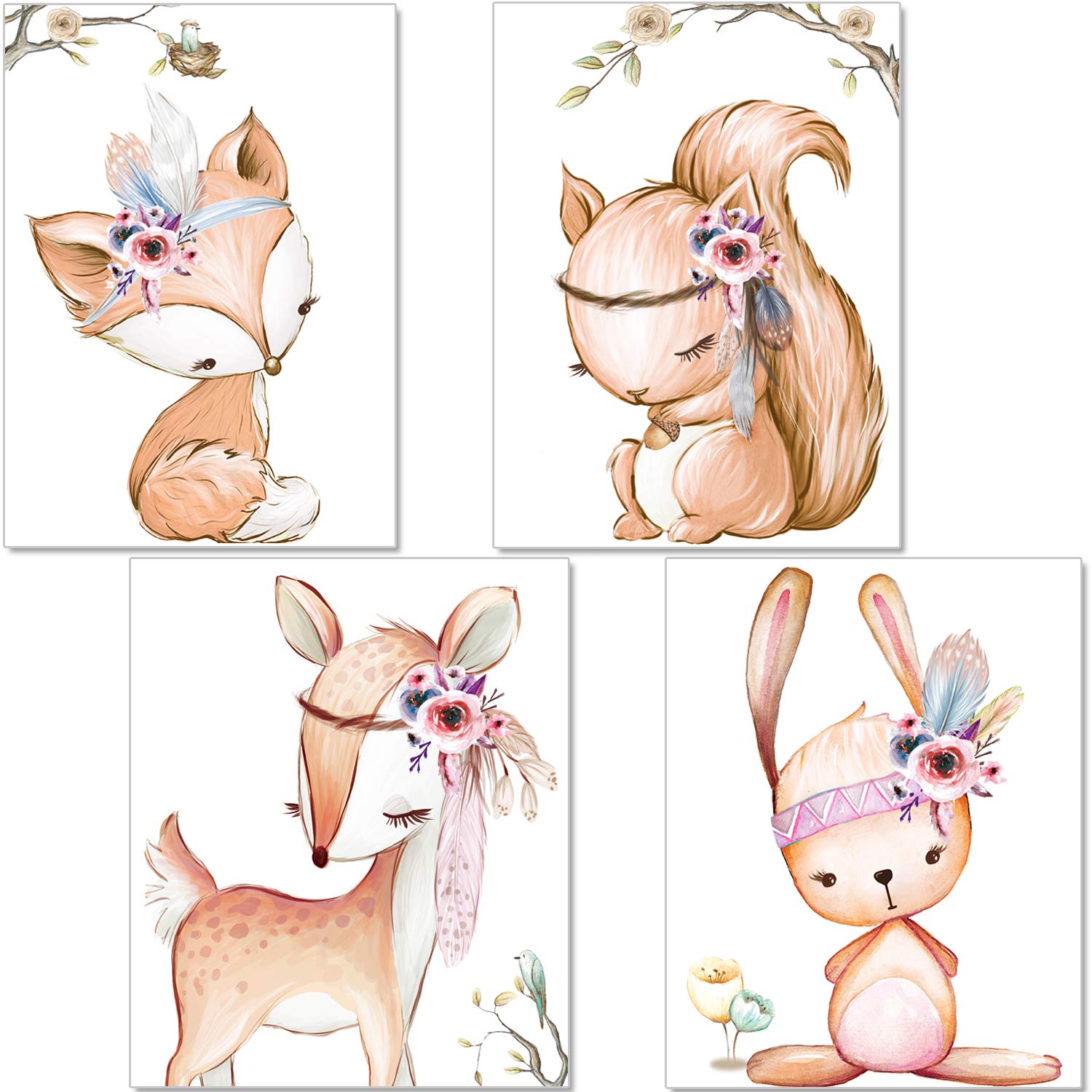 artpin® Set of 4 Posters For Children's Room, A4 Pictures, Baby Room, Decoration Girl (P42)