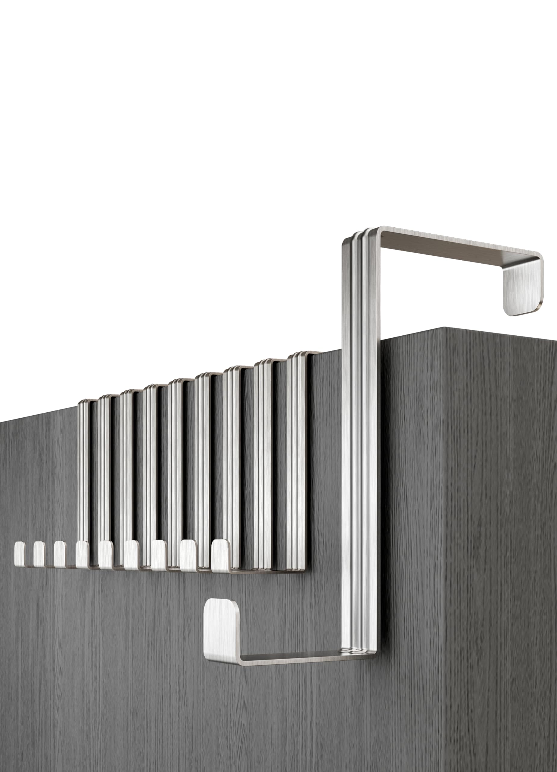 Menz Over Door Hanger – Set of 10, Silver - Coat Hanger 3.6 cm (1.4") and 4.1 cm (1.6"), Coat Hooks for Door, Hangers for Clothes