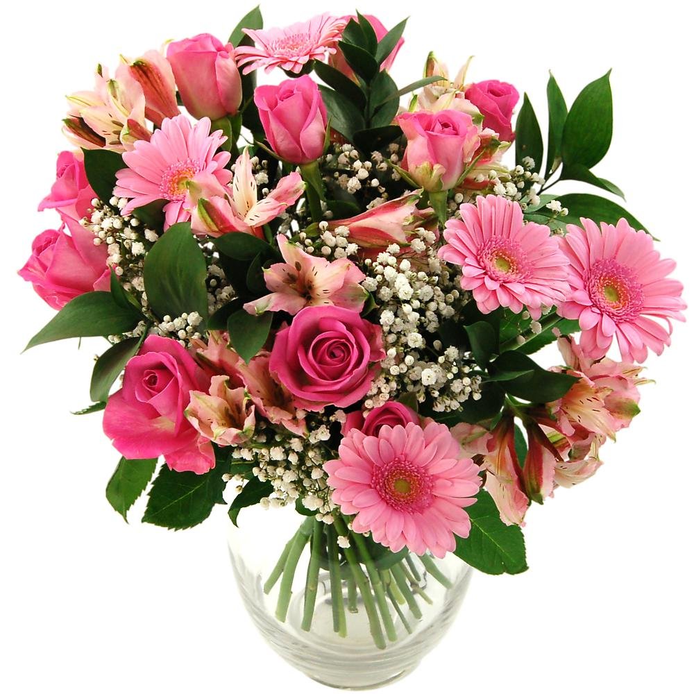 Clare Florist It's a Girl! Baby Fresh Flowers Bouquet - Pink Roses, Alstroemeria, and Germini for Celebrating the Birth of a new Baby Girl