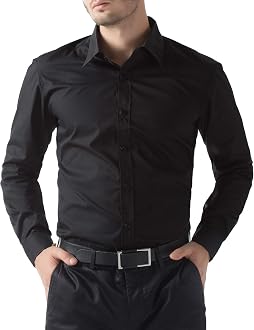 PJ PAUL JONES Men's Casual Black Dress 