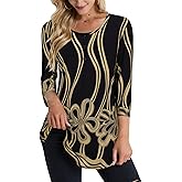 BAISHENGGT Womens Tops 3/4 Sleeve Round Neck Casual Tunic Tops Fall Fashion 2025 Dressy Casual Blouses