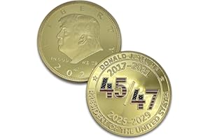 Aizics Mint Donald Trump Collectible 45 47 Gold Challenge Coin 24kt Gold Plating with Colorized 45 47 with USA Colors - Large Size 45mm x 3mm with Protective case