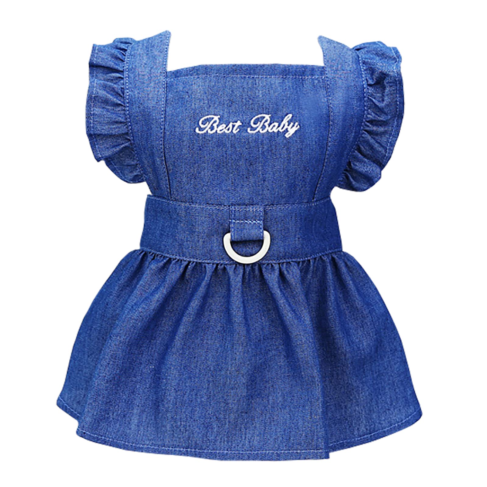 Dog Dress Puppy Luxury Skirt Clothes Princess Dresses Wedding Evening Tutu Skirt Denim Skirt for Small Dog Girl Navy Blue M
