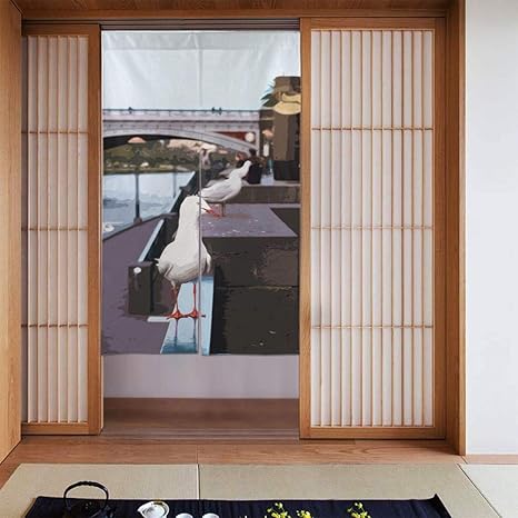 Amazon のれん 可愛い 暖簾 鳩 部屋 間仕切り 遮光 目隠し おしゃれ 室内インテリア 86cm 143cm キッチン リビング 飲食店 出入り口 のれん オンライン通販